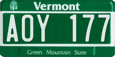 VT license plate AOY177