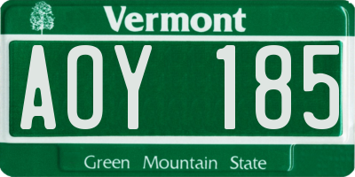 VT license plate AOY185