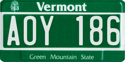 VT license plate AOY186