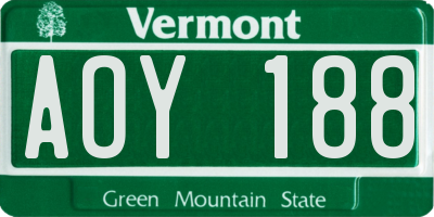 VT license plate AOY188