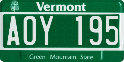 VT license plate AOY195