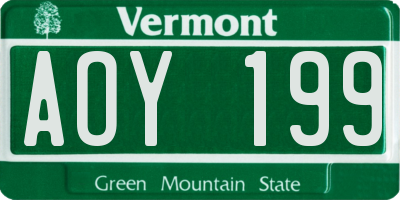 VT license plate AOY199