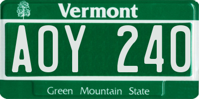 VT license plate AOY240