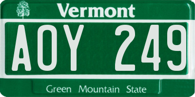 VT license plate AOY249