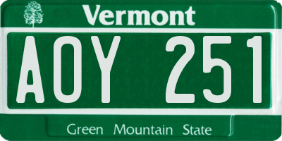 VT license plate AOY251