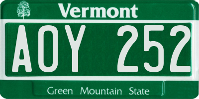 VT license plate AOY252