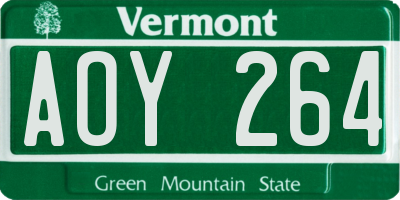 VT license plate AOY264