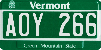 VT license plate AOY266
