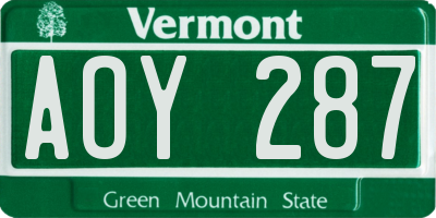 VT license plate AOY287