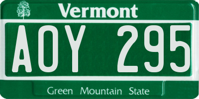VT license plate AOY295