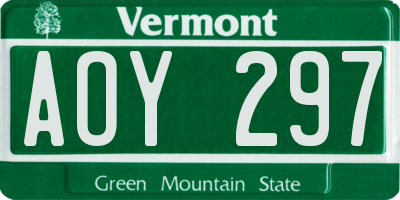 VT license plate AOY297