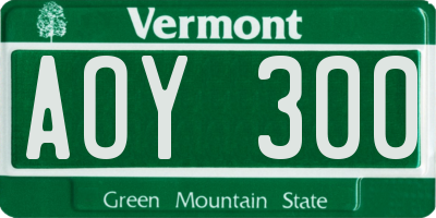 VT license plate AOY300