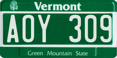 VT license plate AOY309