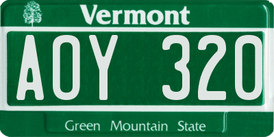 VT license plate AOY320