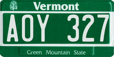VT license plate AOY327