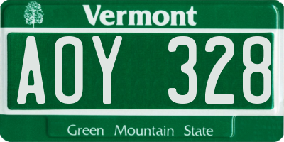 VT license plate AOY328