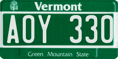 VT license plate AOY330