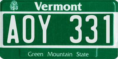 VT license plate AOY331