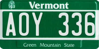 VT license plate AOY336