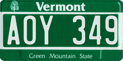 VT license plate AOY349
