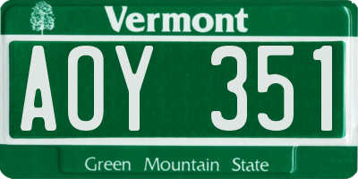 VT license plate AOY351