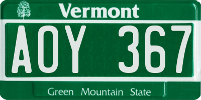 VT license plate AOY367