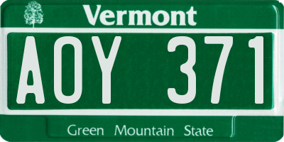 VT license plate AOY371