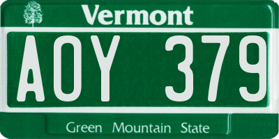 VT license plate AOY379