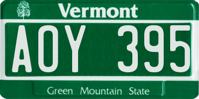 VT license plate AOY395