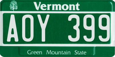 VT license plate AOY399