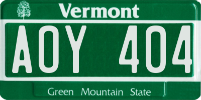 VT license plate AOY404