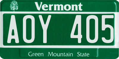 VT license plate AOY405