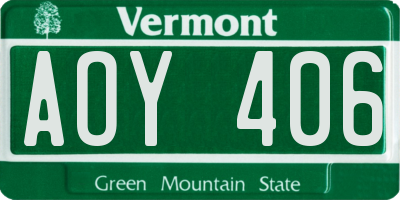 VT license plate AOY406