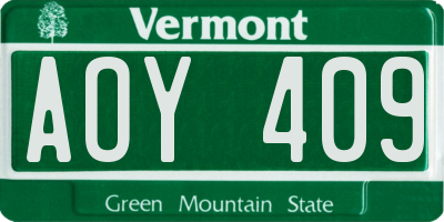 VT license plate AOY409