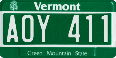 VT license plate AOY411