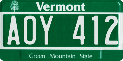 VT license plate AOY412