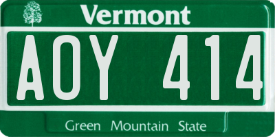 VT license plate AOY414