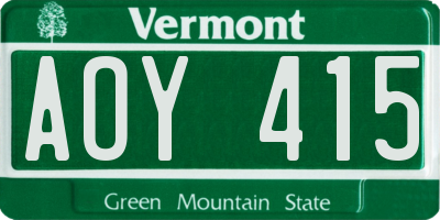 VT license plate AOY415