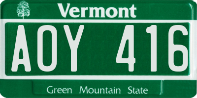 VT license plate AOY416