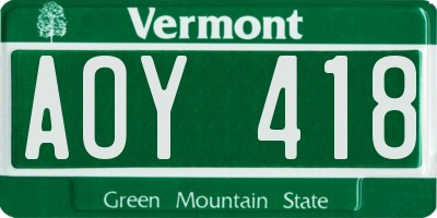 VT license plate AOY418