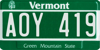 VT license plate AOY419