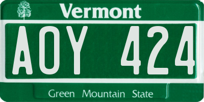 VT license plate AOY424