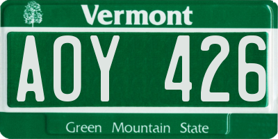 VT license plate AOY426