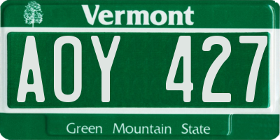 VT license plate AOY427