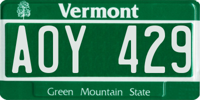 VT license plate AOY429