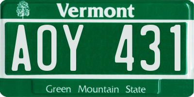 VT license plate AOY431