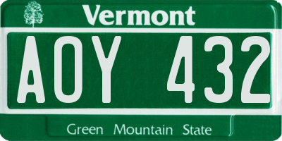 VT license plate AOY432