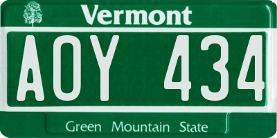 VT license plate AOY434