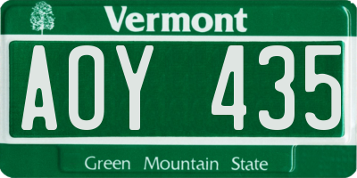 VT license plate AOY435