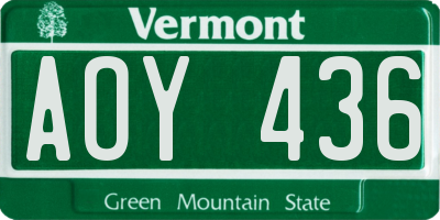 VT license plate AOY436